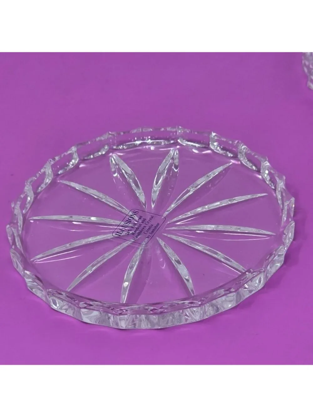 Set Of 4 Illusions 24% Lead Crystal Hand-Cut Coasters From Croatia By Samobor